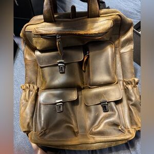 Brown leather book bag